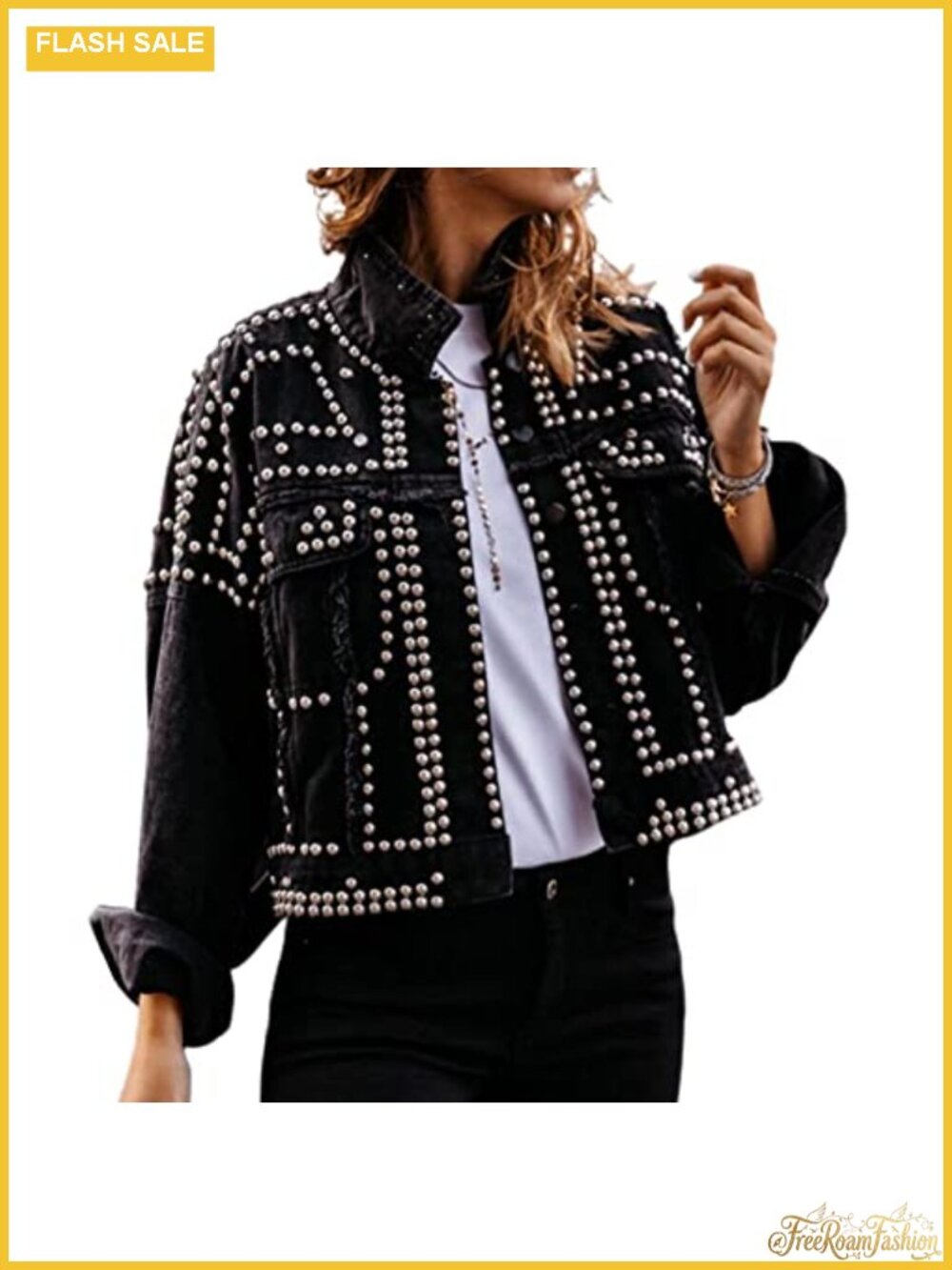 Women's Fringe Denim Jacket Distressed Western Studded Trucker